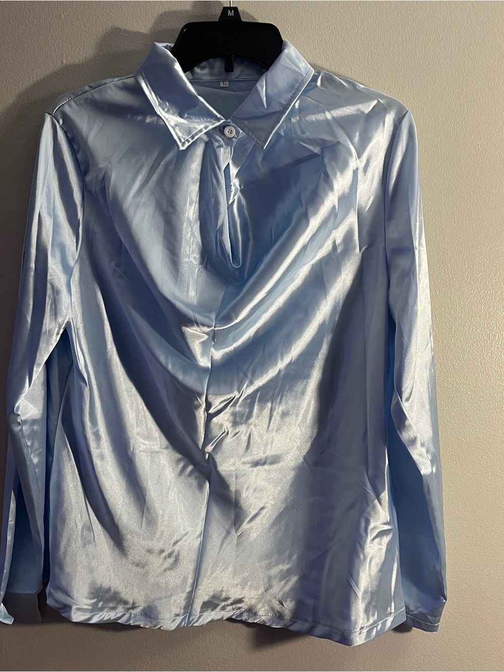 Light Blue Metallic Long-Sleeve Shirt - Women